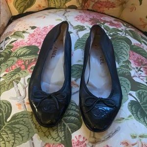 Authentic chanel ballet leather ballet flats sz 39